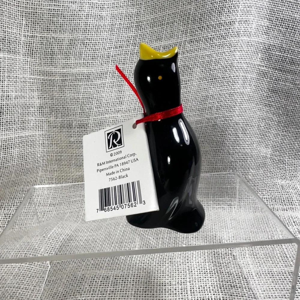 R&M International Black Cat Porcelain Pie Bird Vent Baker 7562-Black NWT